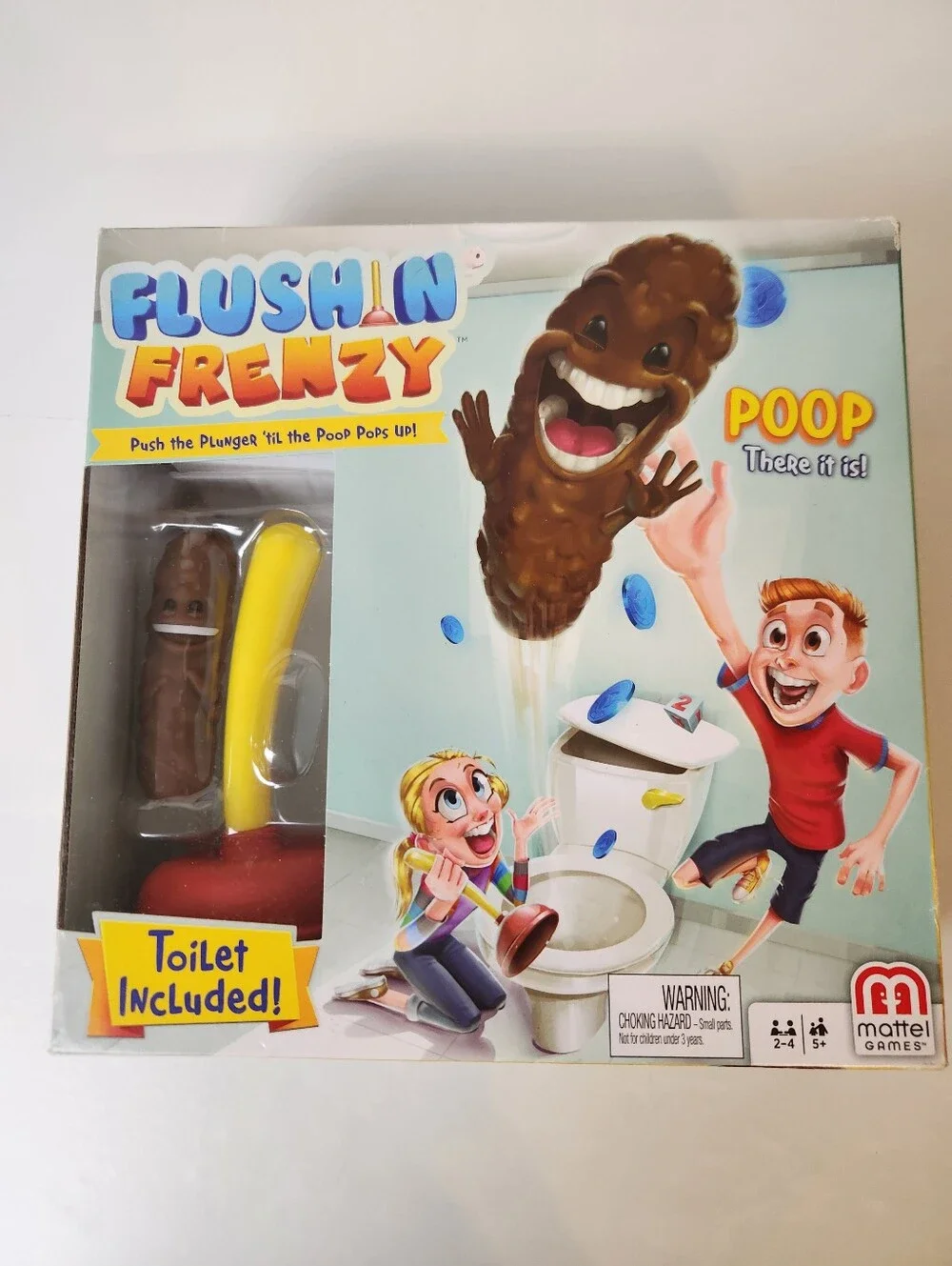 Mattel Flushin Frenzy Toilet & Plunger Family Game NIB